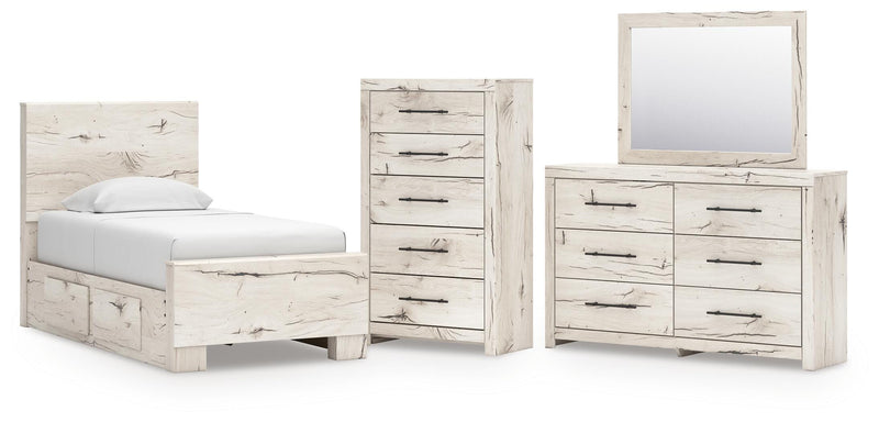 Dormitorio con cama de panel Lawroy
