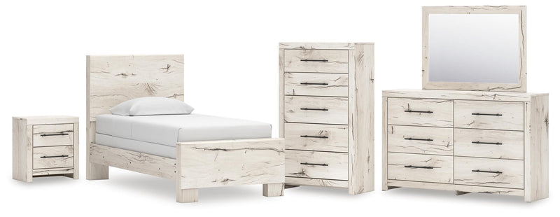 Dormitorio con cama de panel Lawroy