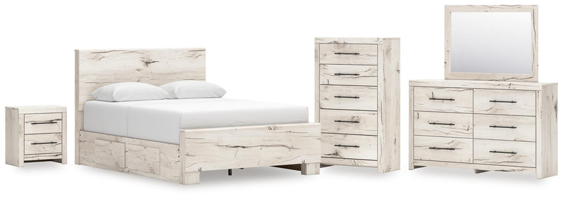 Dormitorio con cama de panel Lawroy