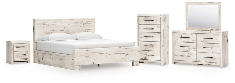 Dormitorio con cama de panel Lawroy