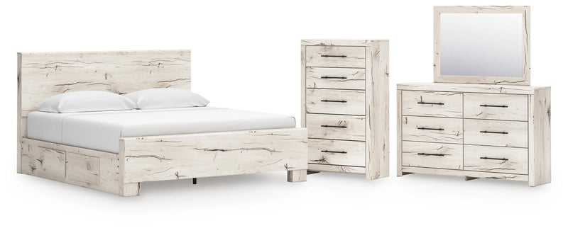 Dormitorio con cama de panel Lawroy