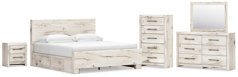 Dormitorio con cama de panel Lawroy