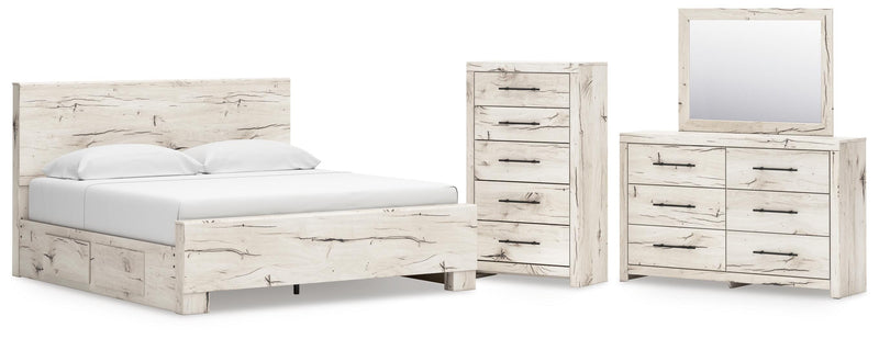 Dormitorio con cama de panel Lawroy