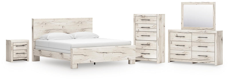 Dormitorio con cama de panel Lawroy