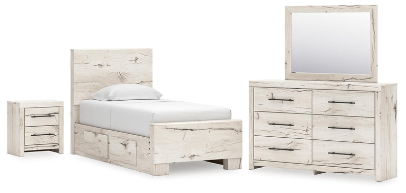 Dormitorio con cama de panel Lawroy