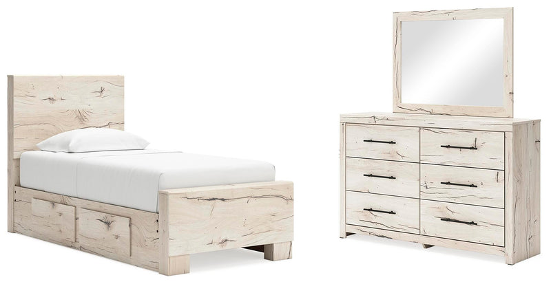 Dormitorio con cama de panel Lawroy