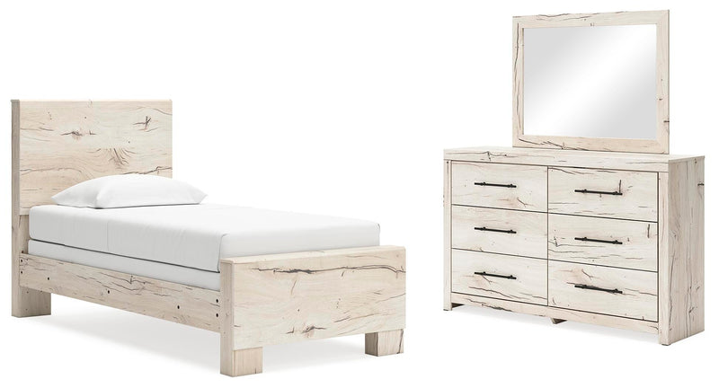 Dormitorio con cama de panel Lawroy