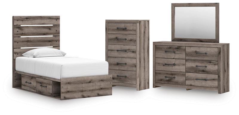 Graystorm Panel Storage Bed Bedroom Set