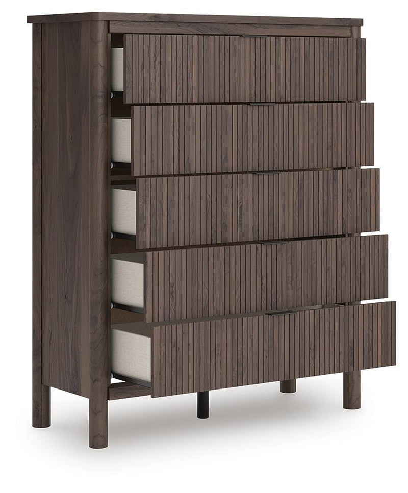 Juego de dormitorio con cama panel tapizada Pamytta