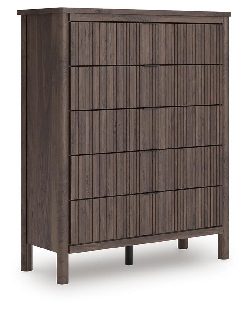 Juego de dormitorio con cama panel tapizada Pamytta