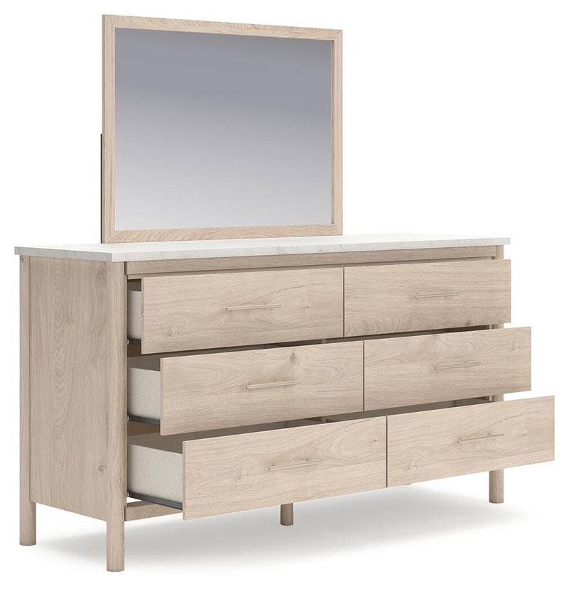 Juego de dormitorio con cama panel tapizada Cadmori