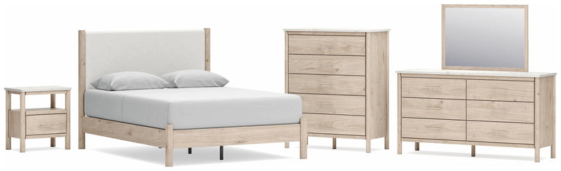 Juego de dormitorio con cama panel tapizada Cadmori