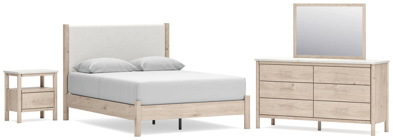 Juego de dormitorio con cama panel tapizada Cadmori