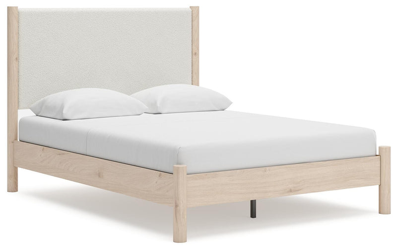 Juego de dormitorio con cama panel tapizada Cadmori
