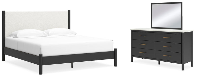 Juego de dormitorio con cama panel tapizada Cadmori