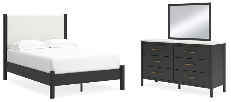 Juego de dormitorio con cama panel tapizada Cadmori