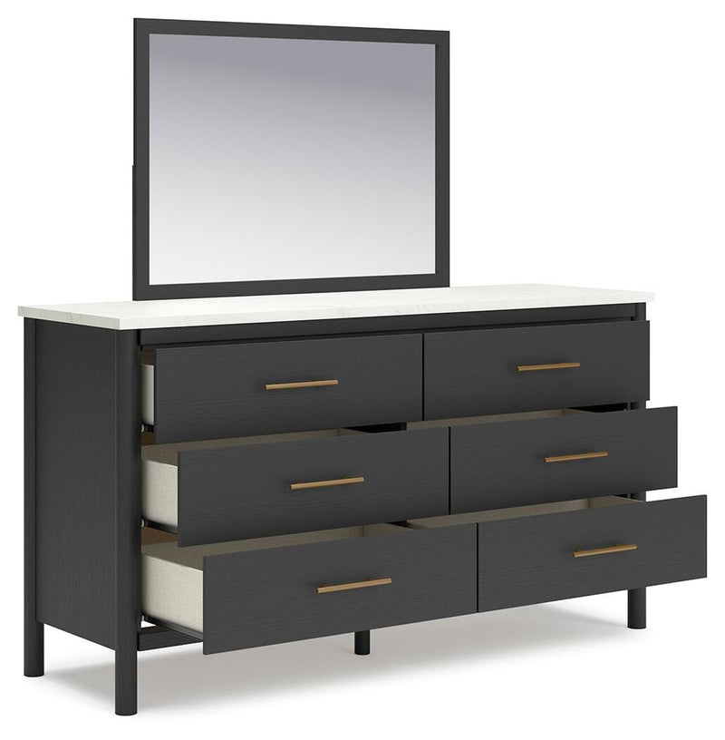 Juego de dormitorio con cama panel tapizada Cadmori