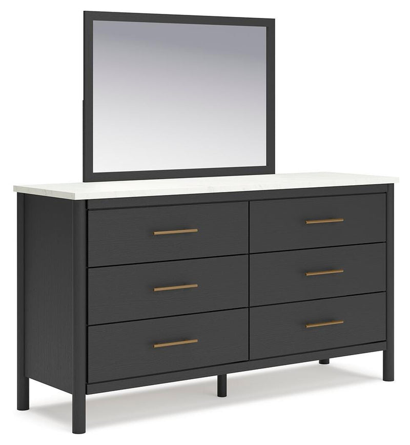 Juego de dormitorio con cama panel tapizada Cadmori