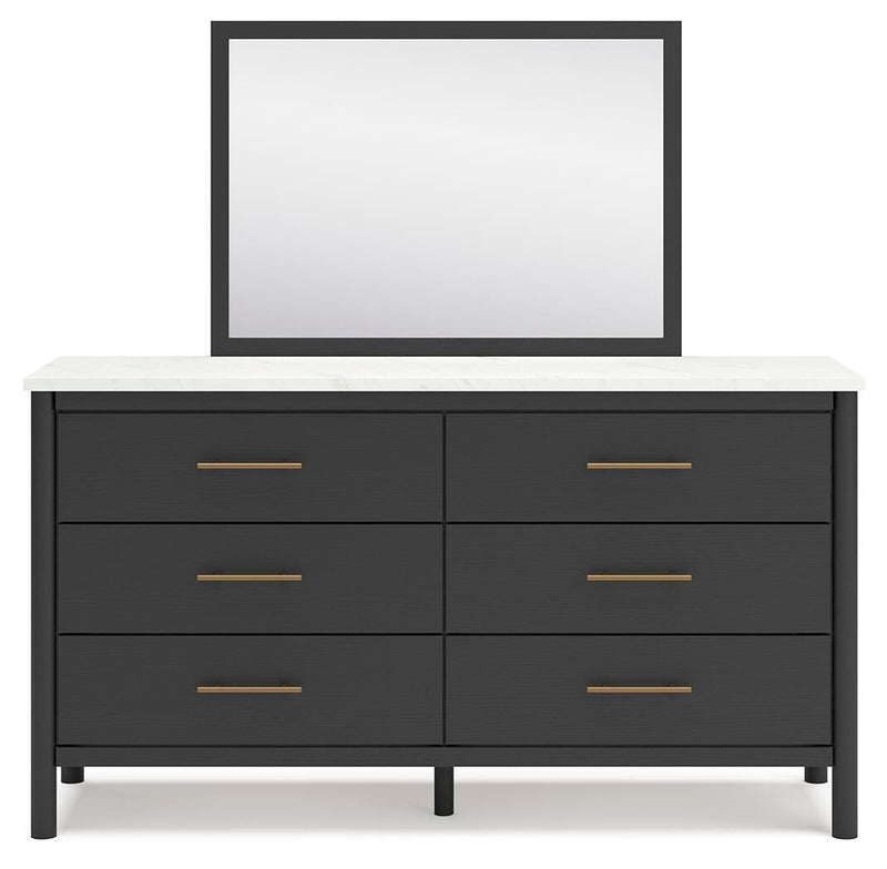 Juego de dormitorio con cama panel tapizada Cadmori