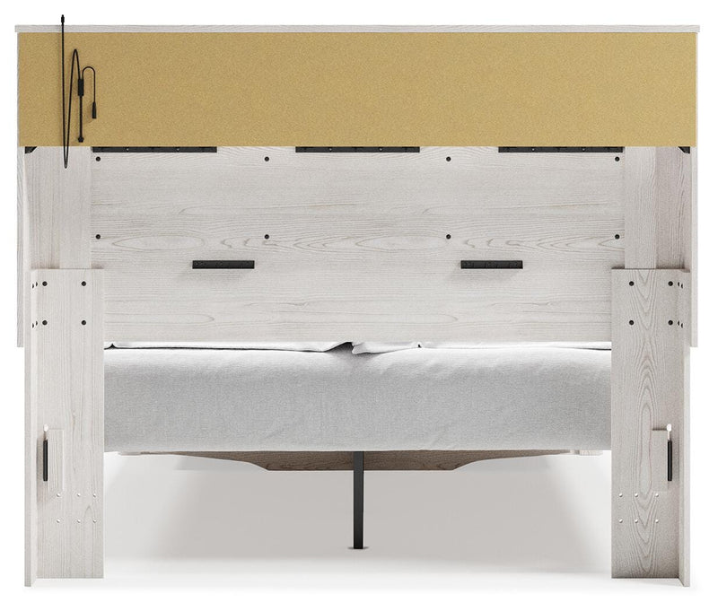 Cama tapizada Altyra con estantería y almacenamiento