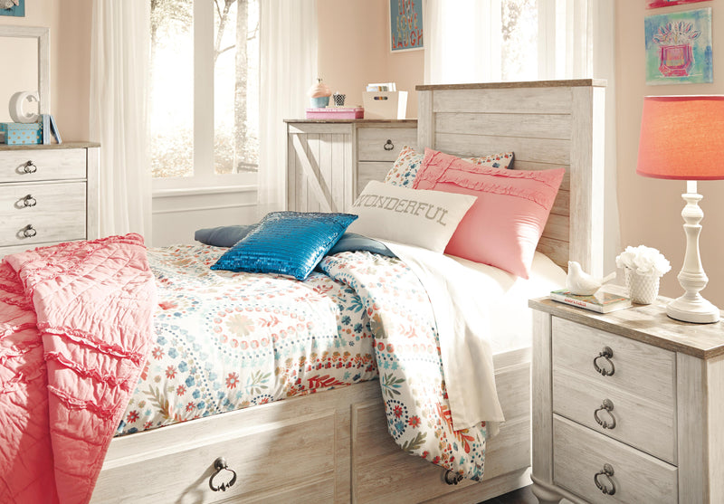 Willowton Panel Bed with 2 Storage Drawers