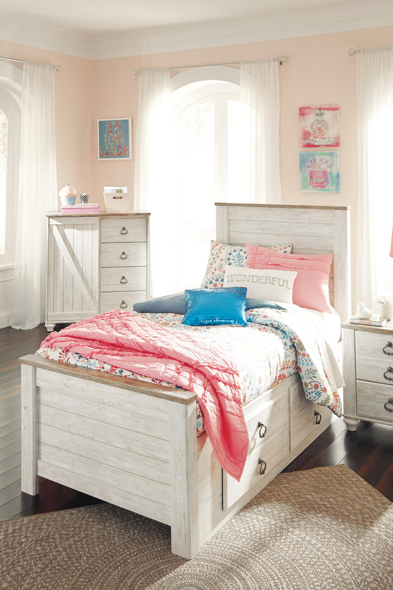 Willowton Panel Bed with 2 Storage Drawers