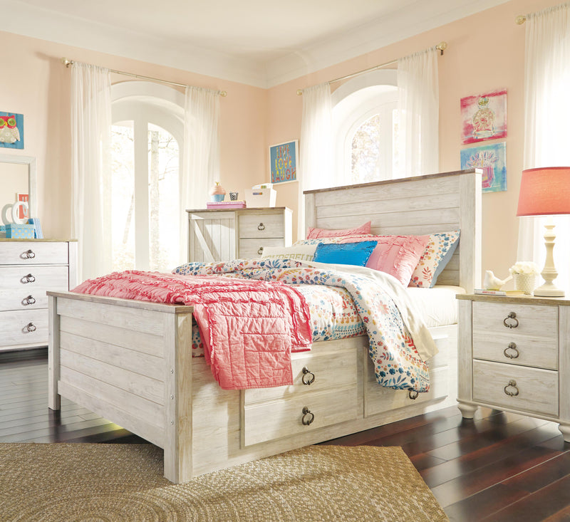 Willowton Panel Bed with 2 Storage Drawers