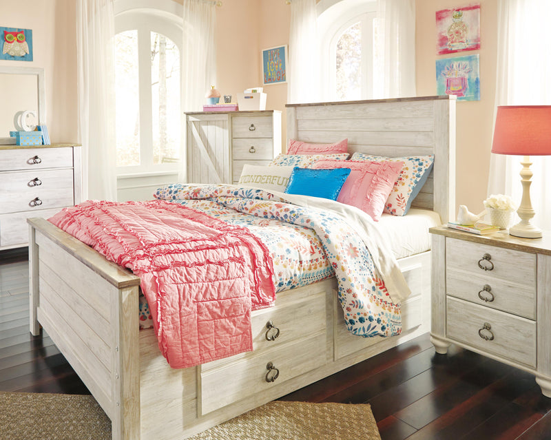 Willowton Panel Bed with 2 Storage Drawers