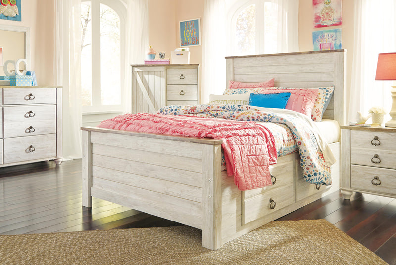 Willowton Panel Bed with 2 Storage Drawers
