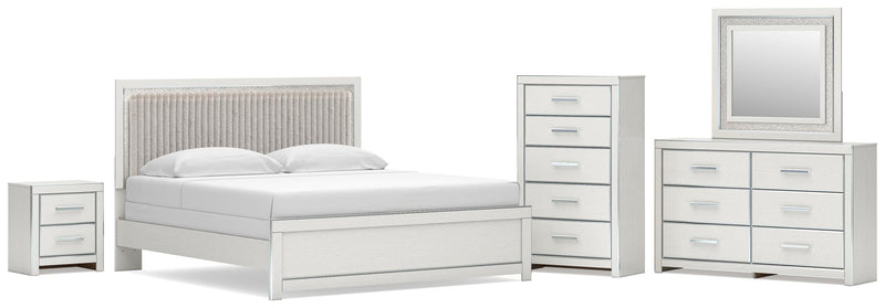 Juego de dormitorio de cama con paneles tapizados Zuraleus