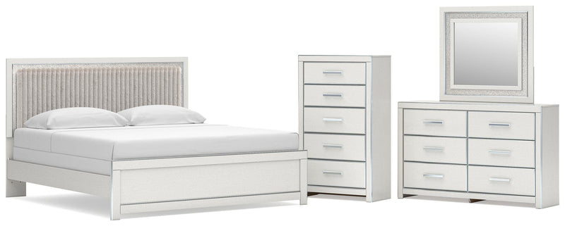 Juego de dormitorio de cama con paneles tapizados Zuraleus