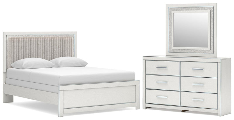 Juego de dormitorio de cama con paneles tapizados Zuraleus