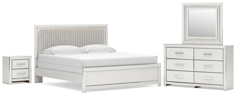 Juego de dormitorio de cama con paneles tapizados Zuraleus