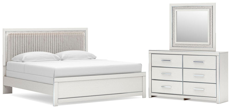 Juego de dormitorio de cama con paneles tapizados Zuraleus