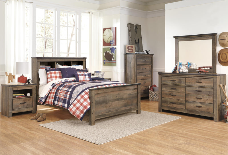 Cama con paneles tipo librería Trinell