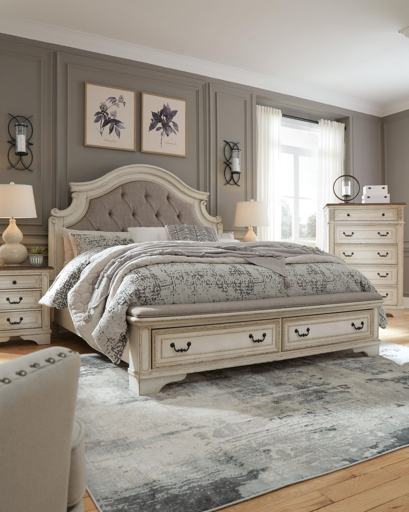 Cama tapizada con almacenaje Realyn