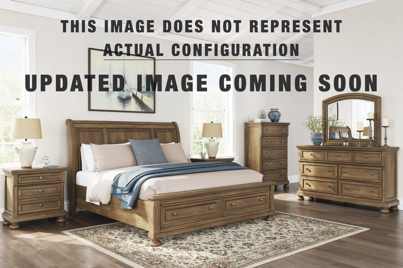 Cama con almacenaje Feddinger Panel. Juego de dormitorio con cómoda
