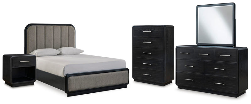 Juego de dormitorio con cama tapizada Rowanbeck