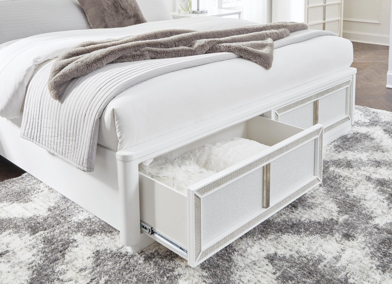 Cama de almacenamiento tapizada Chalanna