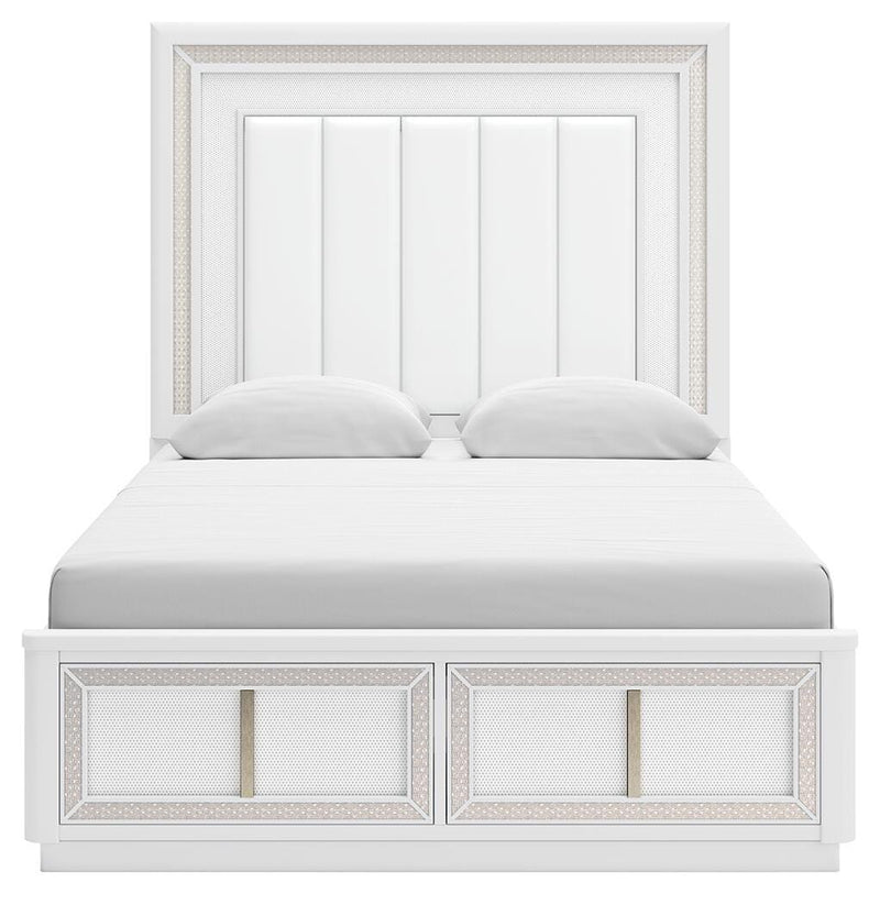 Cama de almacenamiento tapizada Chalanna
