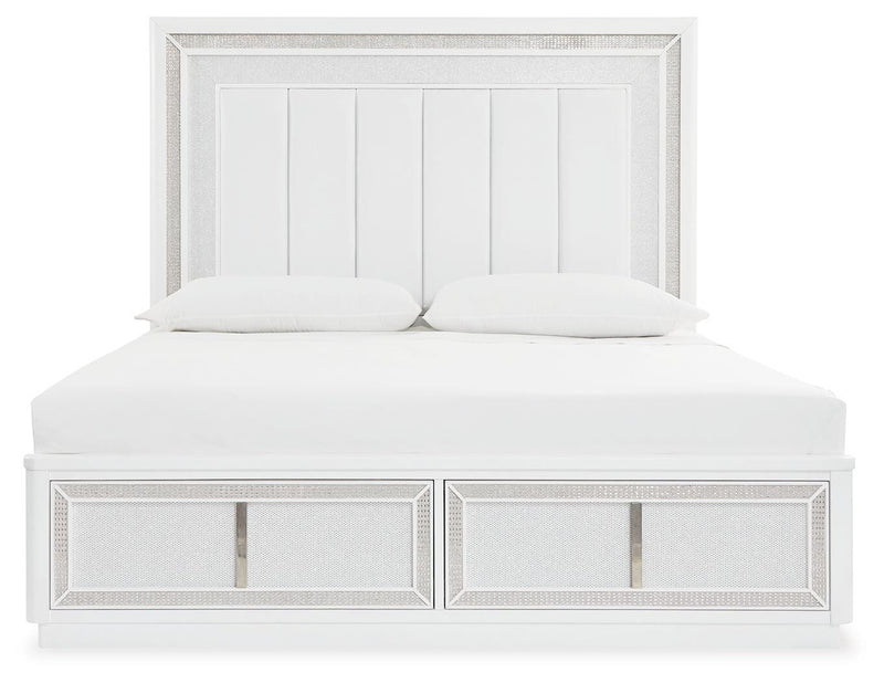 Cama de almacenamiento tapizada Chalanna