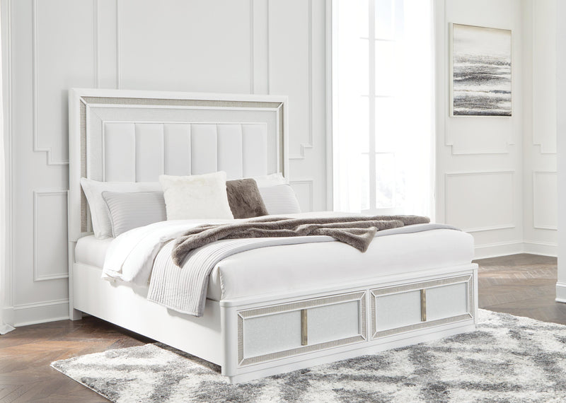 Cama de almacenamiento tapizada Chalanna
