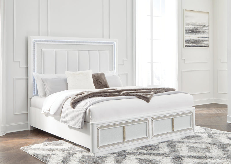 Cama de almacenamiento tapizada Chalanna