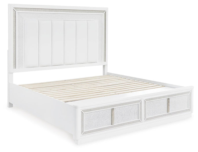 Cama de almacenamiento tapizada Chalanna