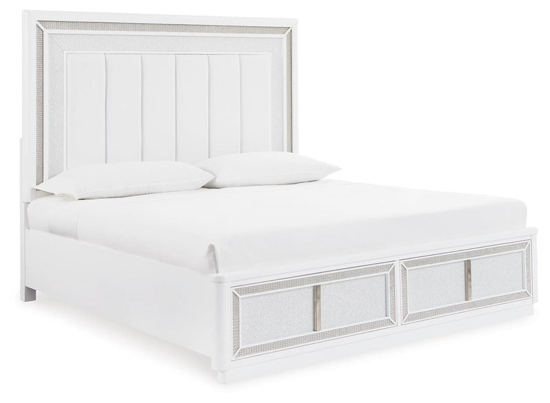 Cama de almacenamiento tapizada Chalanna