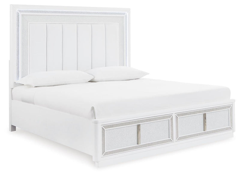 Cama de almacenamiento tapizada Chalanna