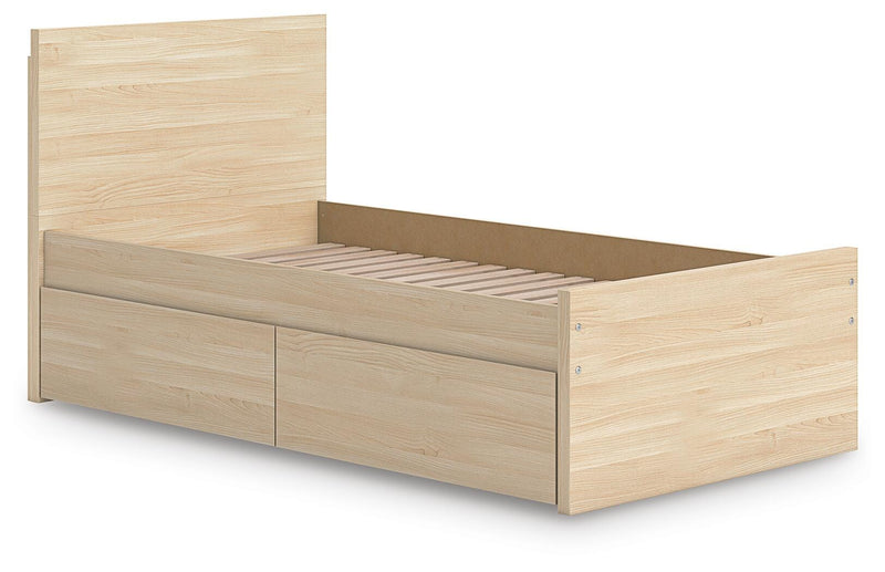 Cama con plataforma Onita con 1 compartimento de almacenamiento lateral