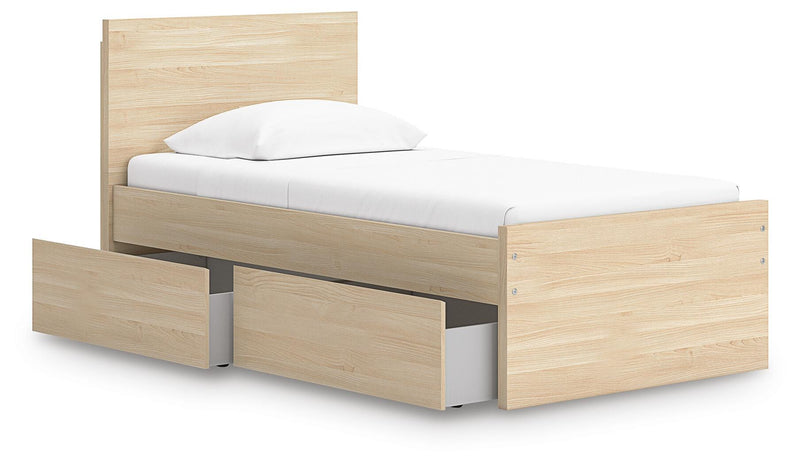 Cama con plataforma Onita con 1 compartimento de almacenamiento lateral