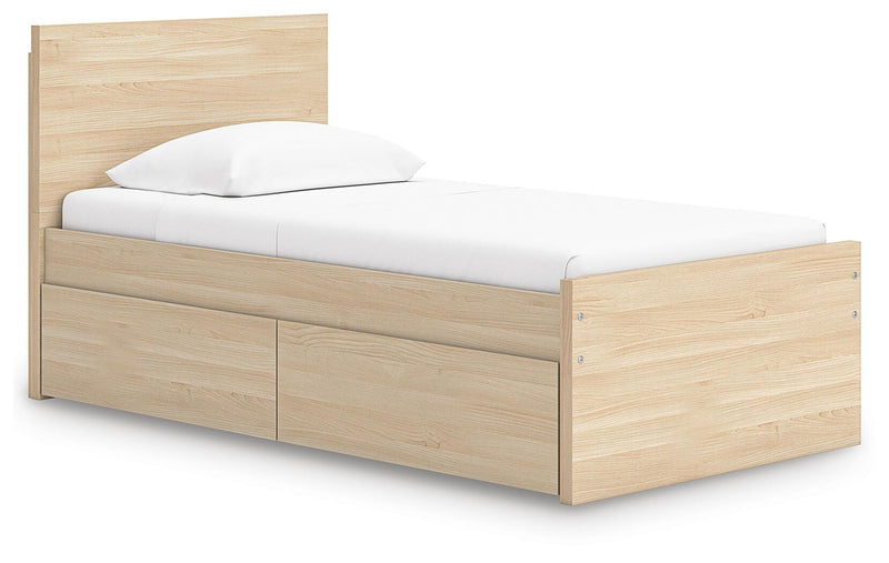 Cama con plataforma Onita con 1 compartimento de almacenamiento lateral