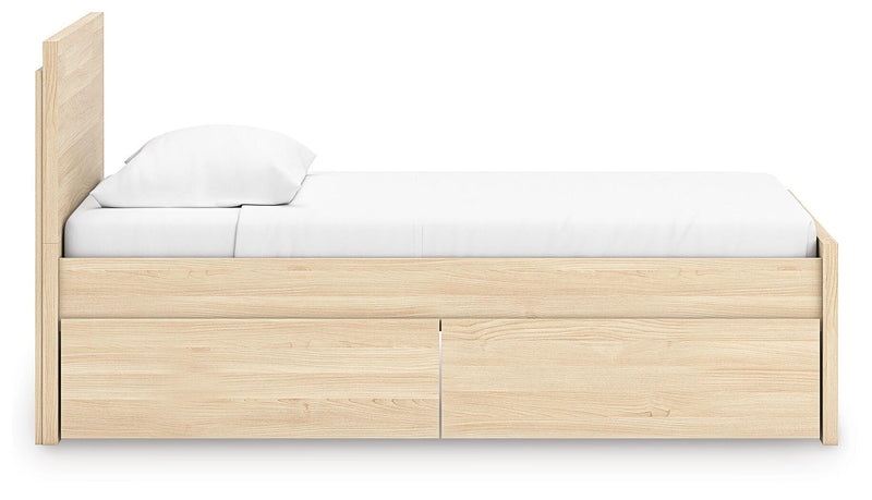Cama con plataforma Onita con 1 compartimento de almacenamiento lateral